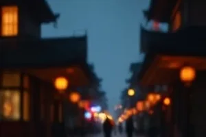 初雪覆盖的长街与一盏孤零零的路灯